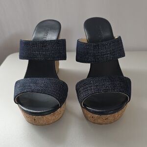 Jimmy Choo Blue Wedge Platform Sandals.  Size 38